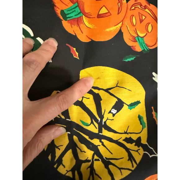 Vintage Halloween Party Table Cloth Fabric Pumpkins Jack o Lantern Rectangular - Picture 4 of 5